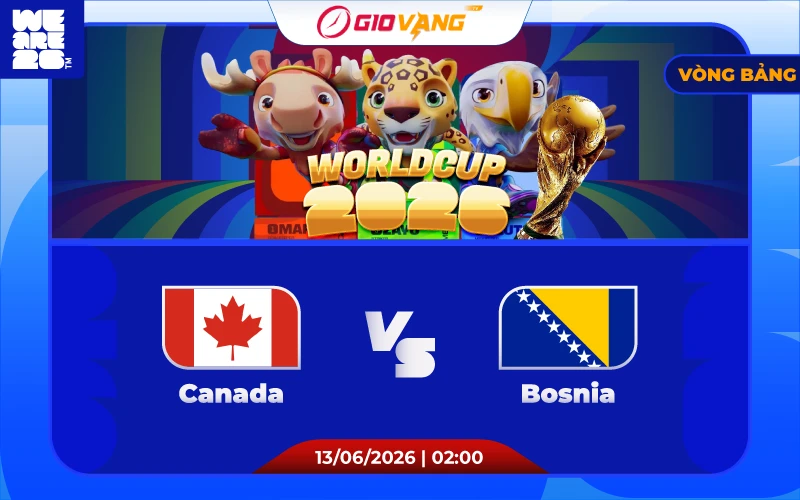 Soi kèo Canada vs Bosnia 02h00 ngày 13/6/2026 - World Cup 2026