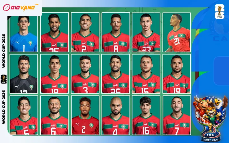 Danh sách cầu thủ đội tuyển Maroc tại World Cup 2026